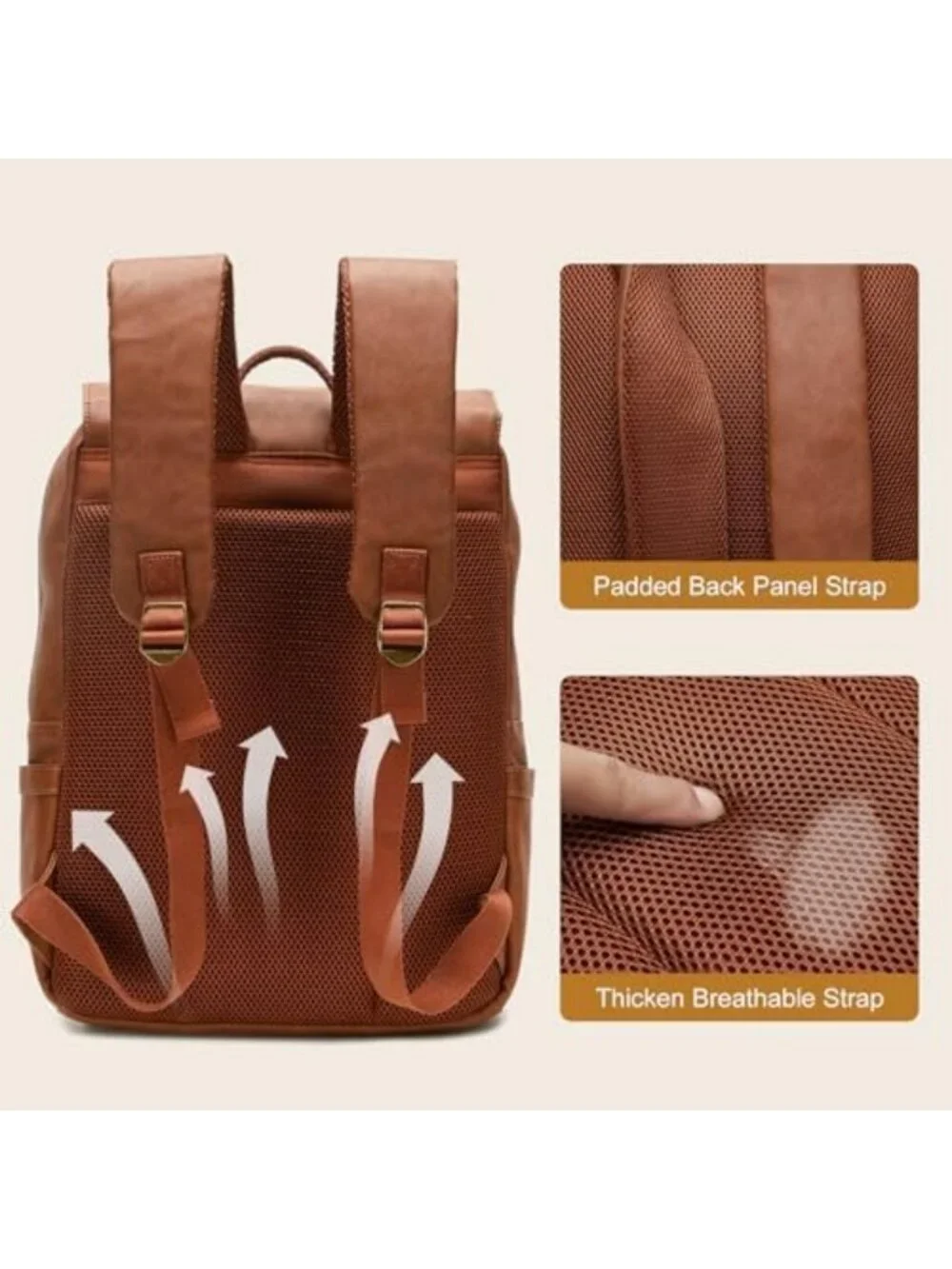 Vintage Waterproof Leather Backpack for Men & Women, 15.6